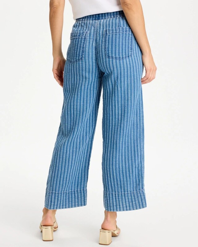 Lightweight Wide-Leg Stripe Cropped Jeans - image 3